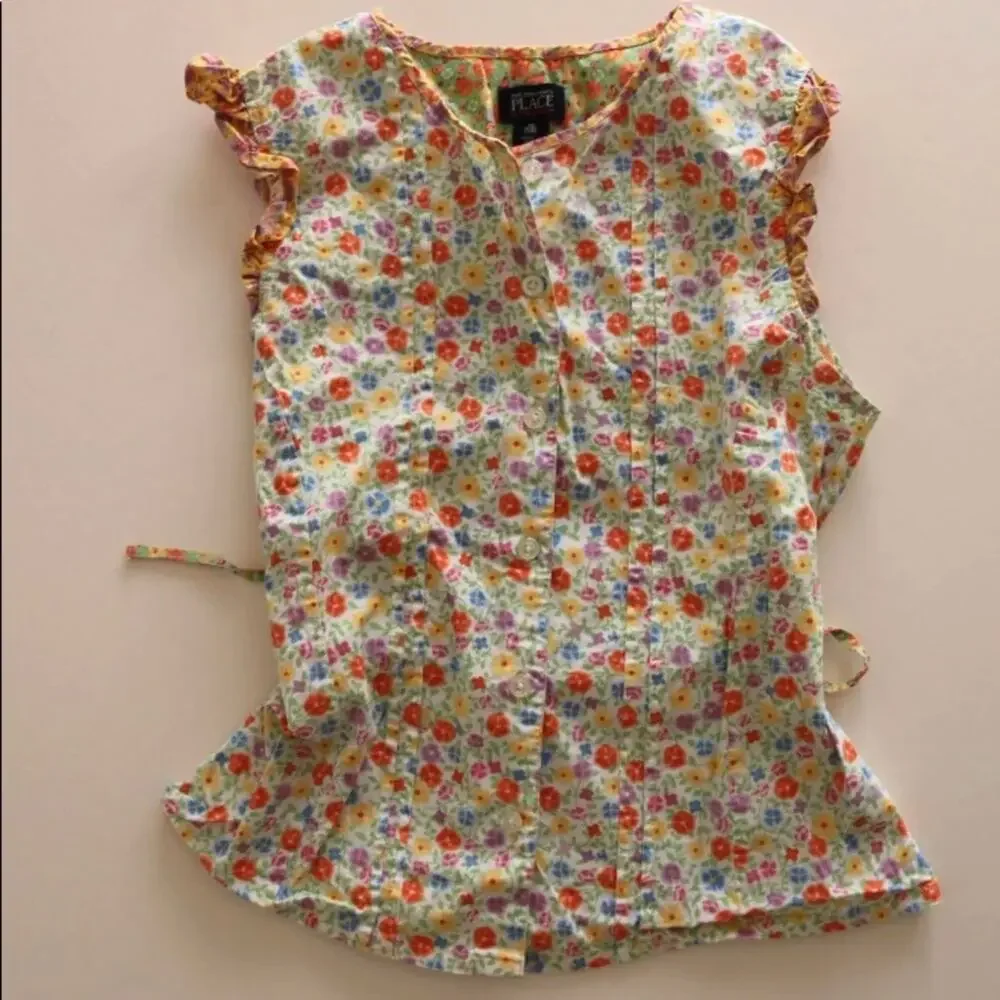 TCP Children's Place Girl's XL 2-Pc Set: Denim Jacket + Blouse Set‎ ULTRA CLEAN